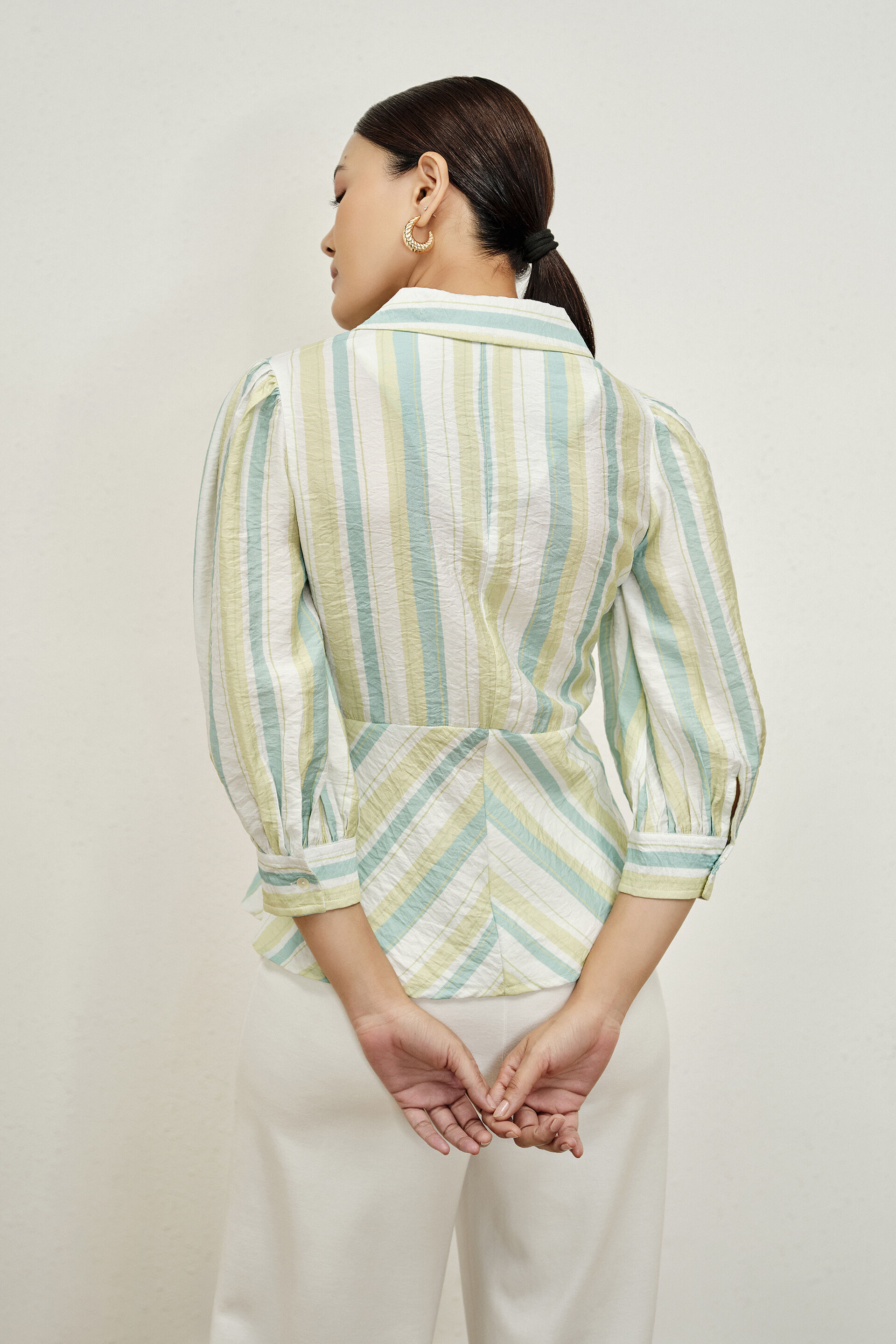 Vanessa Striped Top, Green, image 5